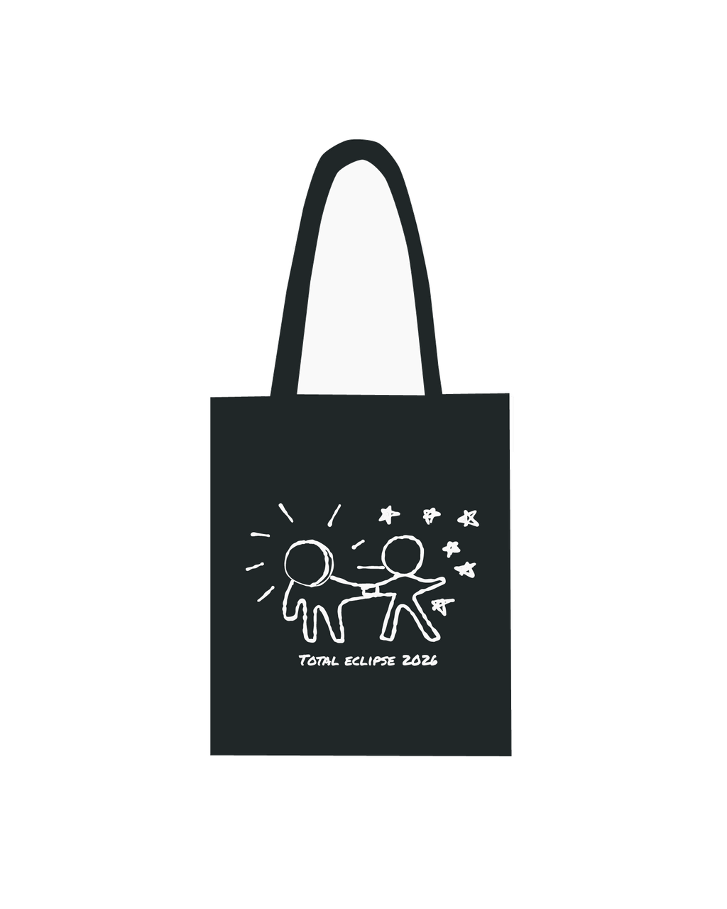 "Kryptos Helios Tote Bag Black — limited edition black cotton tote by LKG Fashion. Inspired by the Total Eclipse 2026. Edition of 23, no re-runs. 38 × 42 cm."